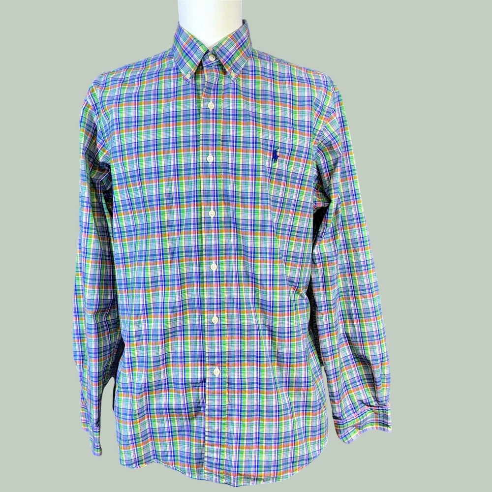 Ralph Lauren Button Down Shirt Mens XL Multi Color Excellent Plaid Custom Fit